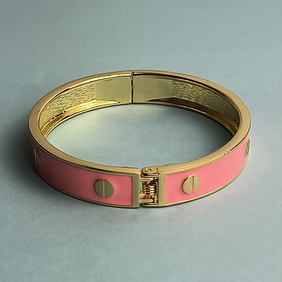 Statement Enamel Screw Style Designer Inspired Hinged Bangle Bracelet Pi… - Picture 5 of 5